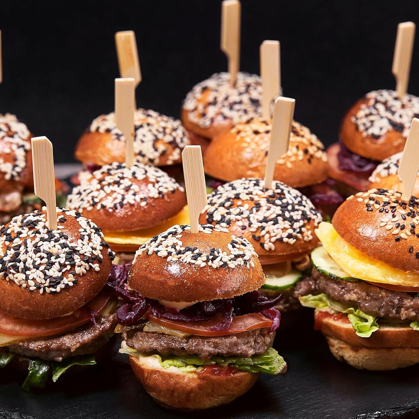 Minisland Premium 7 Inch Square Large Bamboo Paddle Skewers for Appetizers Fruit Kabobs Sandwiches BBQ Grill Food Sticks 3mm Thick 100 Counts -MSL163