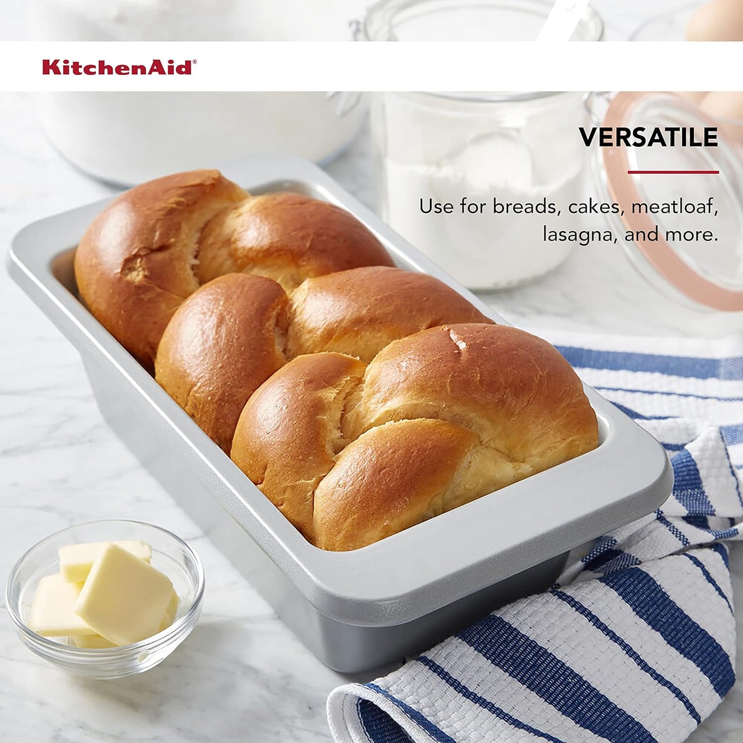 KitchenAid 9x5in Nonstick Aluminized Steel Loaf Pan, Silver