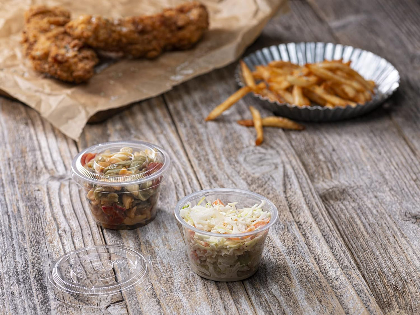 {4 oz - 100 Sets} Clear Diposable Plastic Portion Cups With Lids, Small Mini Containers For Portion Controll, Jello Shots, Meal Prep, Sauce Cups, Slime, Condiments, Medicine, Dressings, Crafts,