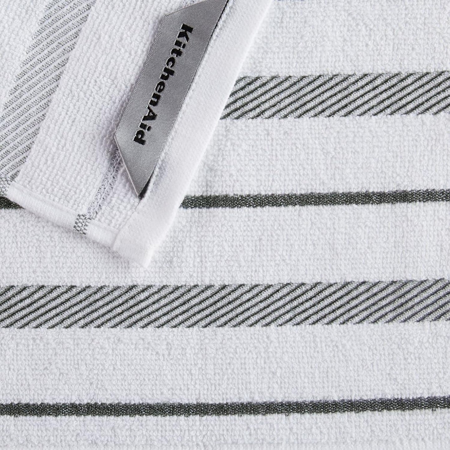 KitchenAid Albany Dishcloth 8 Pack Set, Charcoal Grey/White, 12"x12"