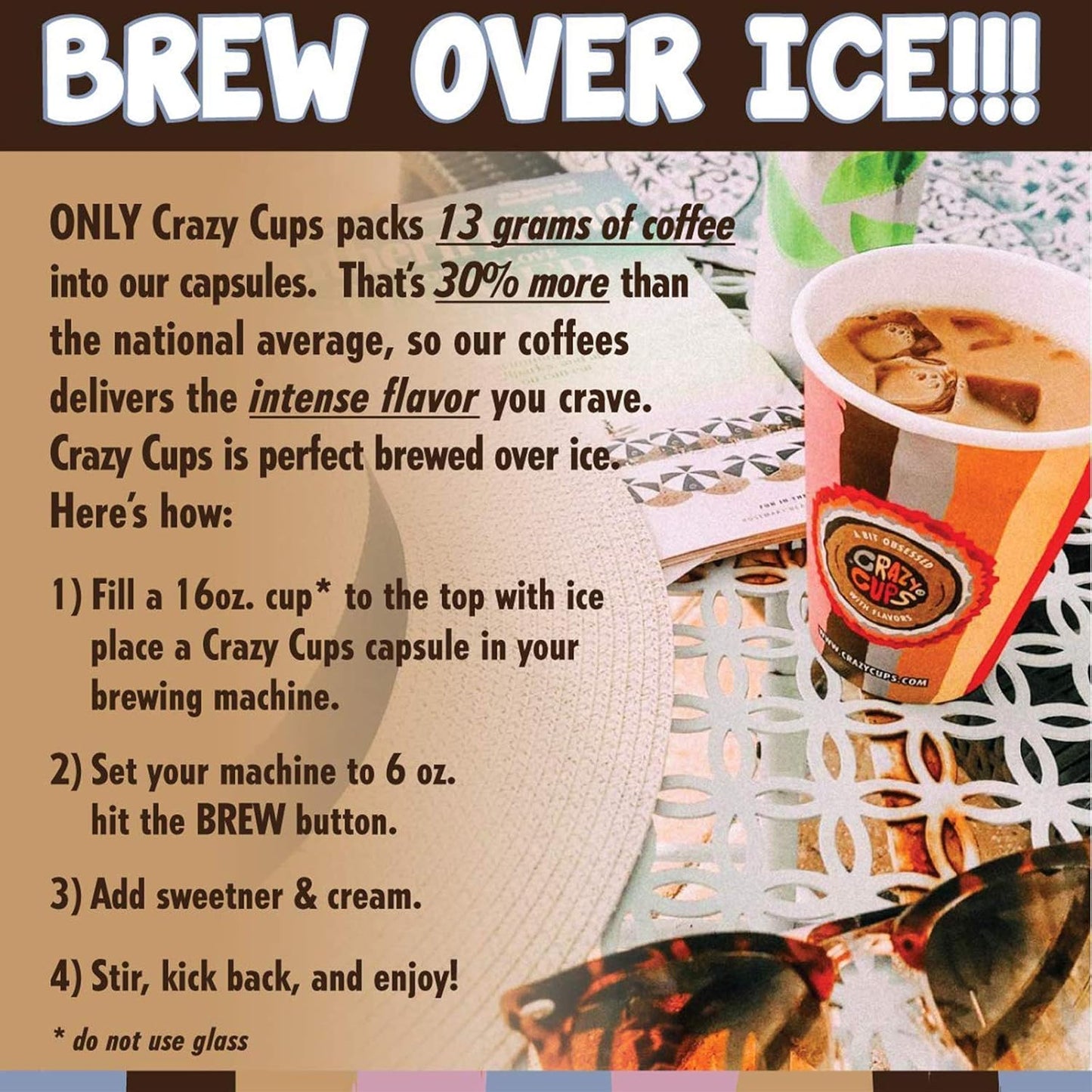 Crazy Cups Decaf Flavored Coffee Pods, Decaffeinated Coconut Caramelicious Flavored Coffee, Single Serve Hot or Iced Medium Roast Coffee for Keurig K Cups Machines, 22 Count