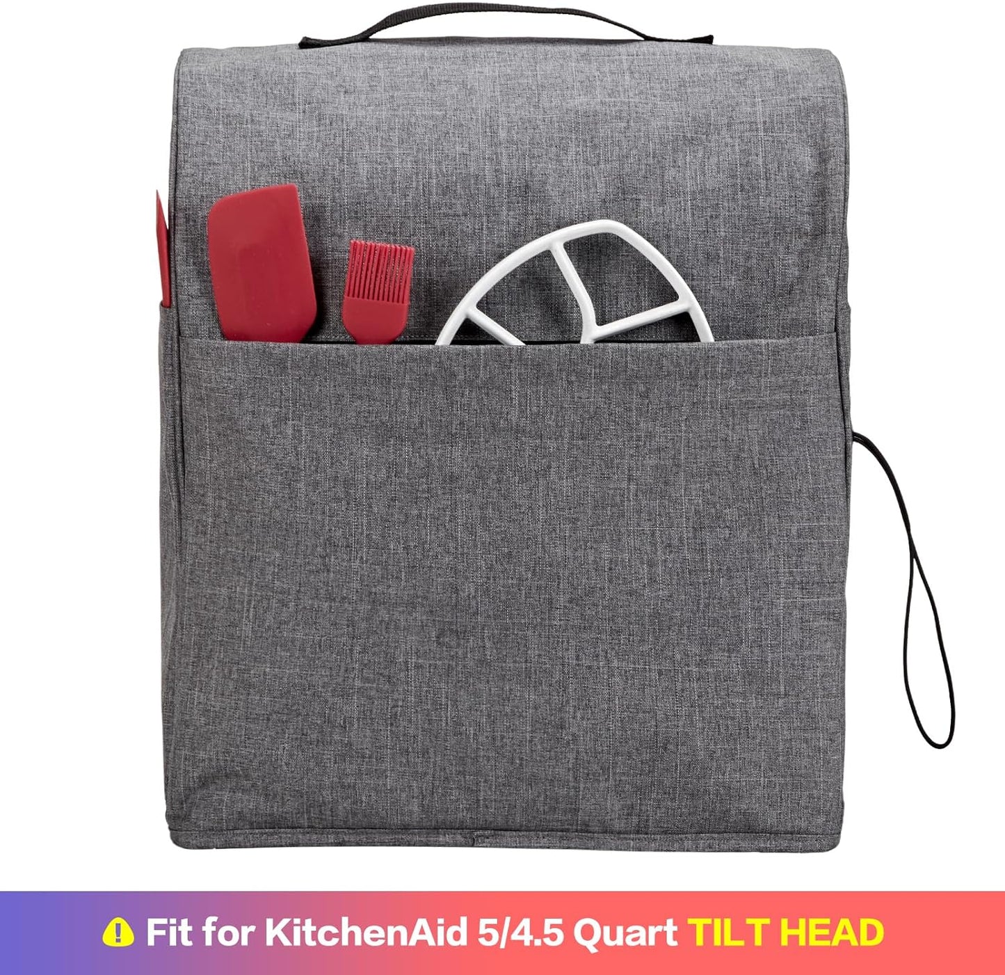 HOMEST Stand Mixer Dust Cover Compatible with KitchenAid 5/4.5 Quart Bowl Lift, Zipper Pocket for Various Kitchen Appliance Accessories, Grey (Patent Design)