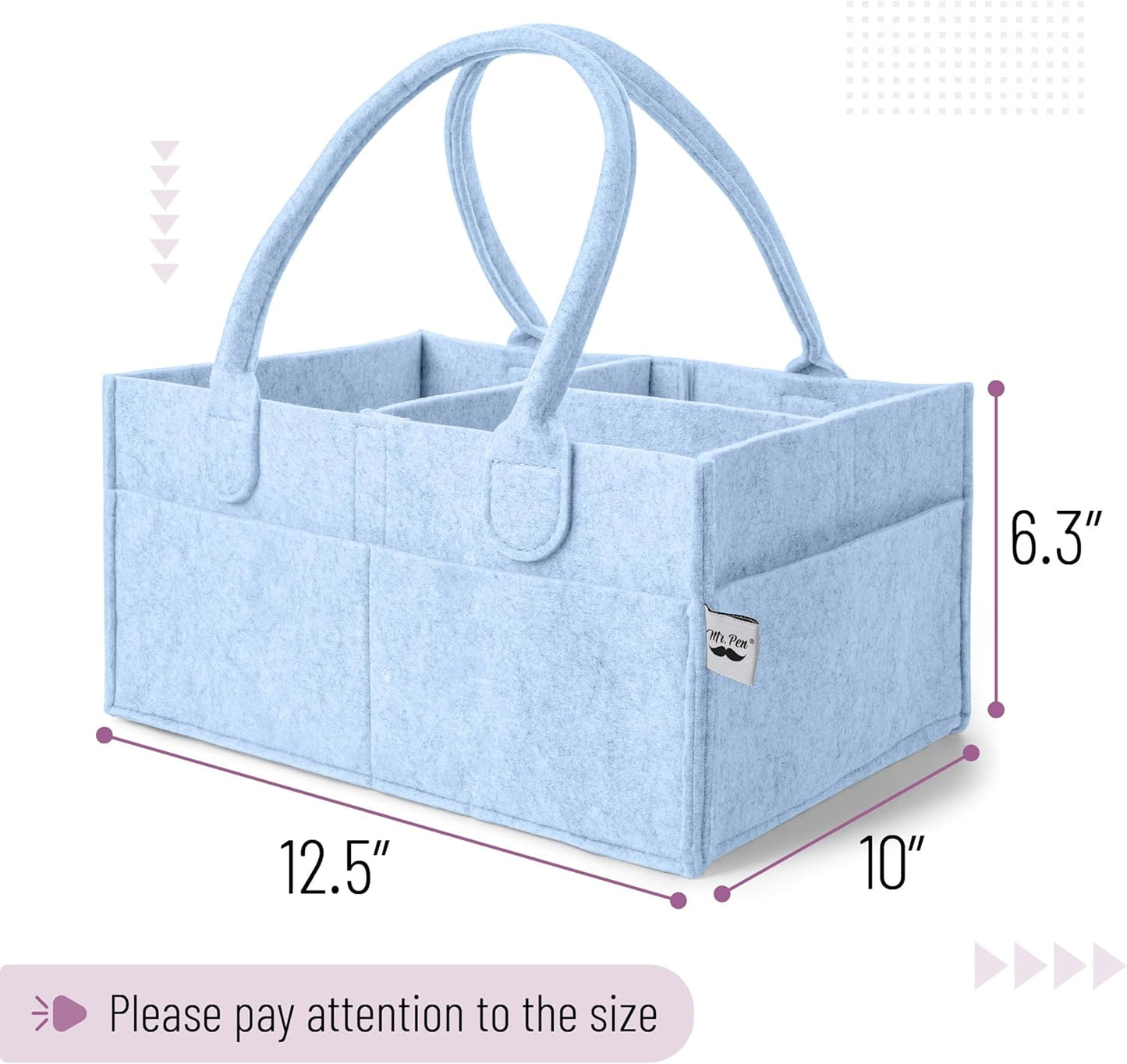 Mr. Pen- Baby Diaper Caddy Organizer, Sky Bliss, Baby Caddy Organizer with Handle, Compact Size, Collapsible & Portable