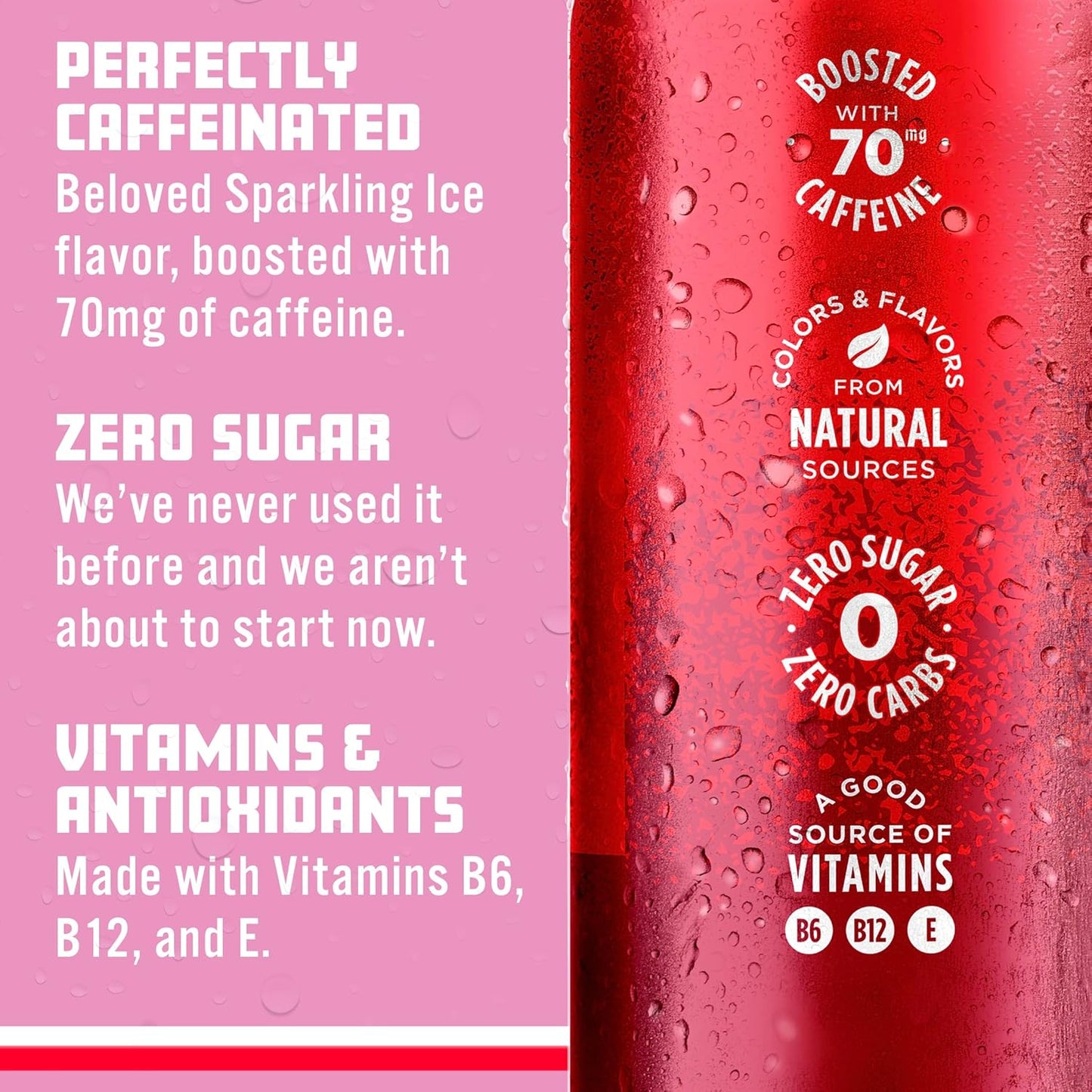 Sparkling Ice Caffeine Cherry Vanilla Sparkling Water with Caffeine, Zero Sugar, with Antioxidants and Vitamins,16 fl oz Cans (Pack Of 12)