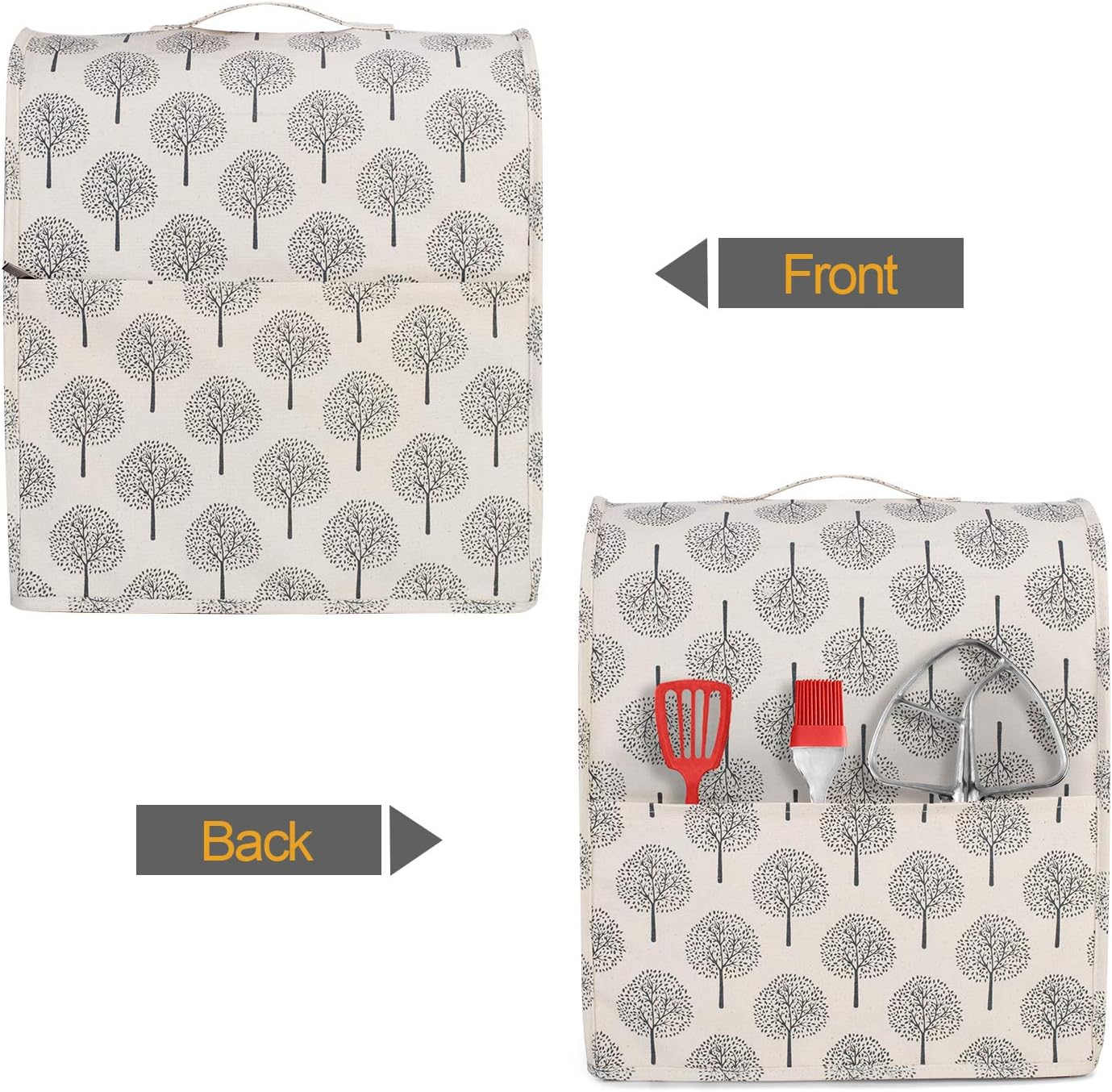 Yarwo Dust Cover for 6-8 qt Stand Mixer, Protective Stand Mixer Cover with Top Handle and Pockets for Extra Accessories, Tree