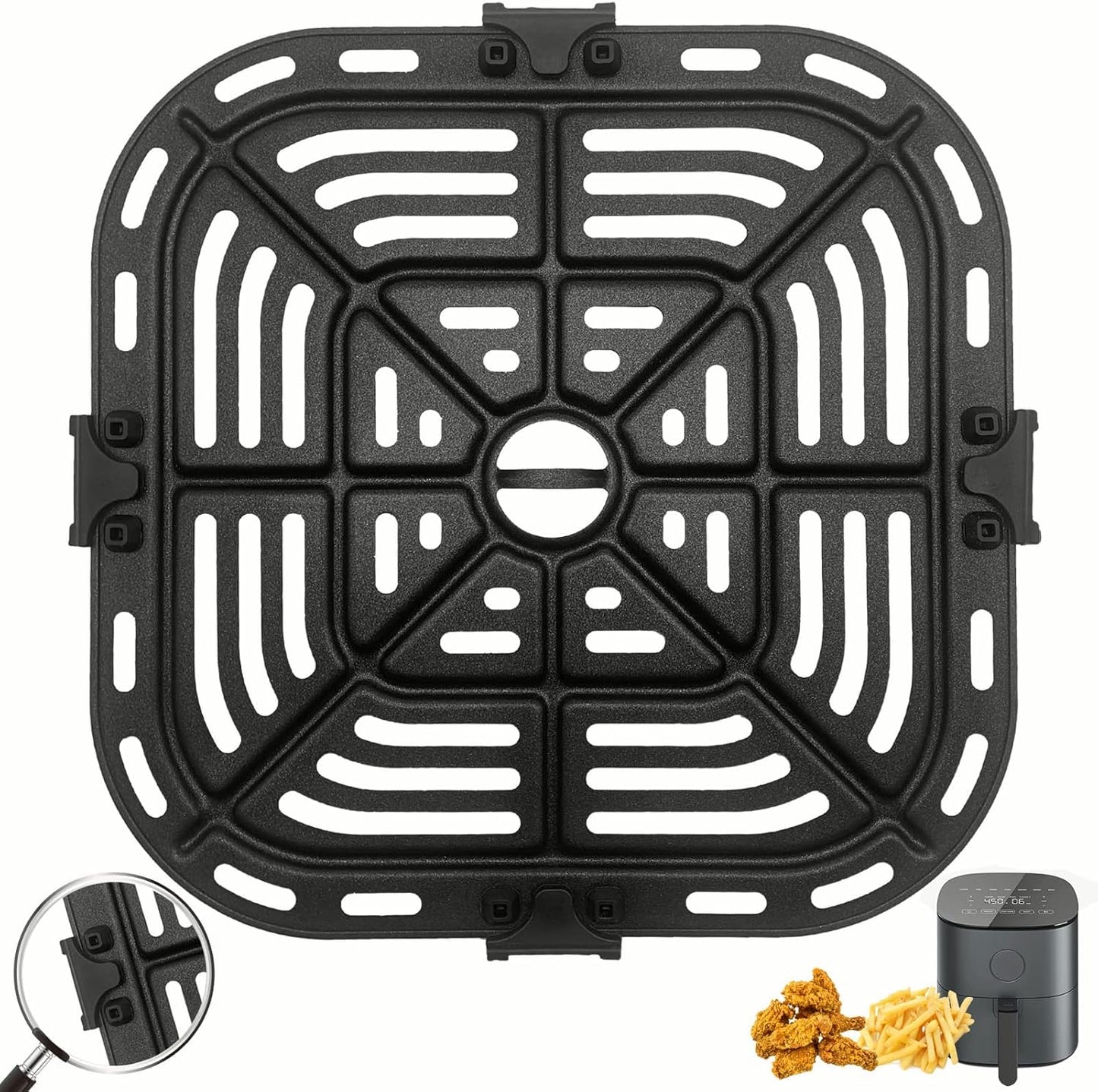 Air Fryer Replacement Grill Pan Fit for COSORI Air Fryer 5 QT, Air Fryer Rack Replacement Parts Accessories Grill Plate Crisper Plate Tray, Non-Stick, Dishwasher Safe…