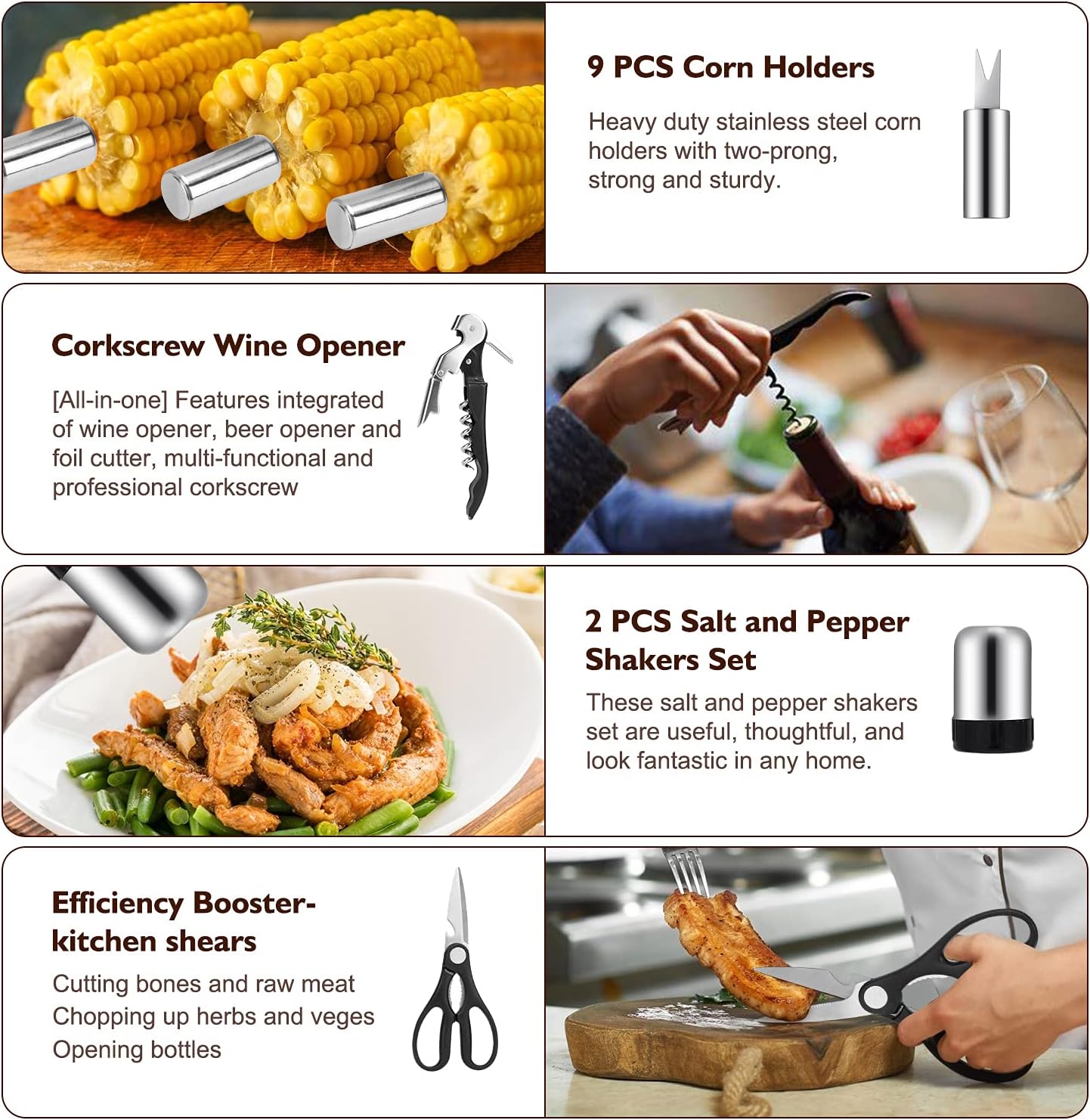 Grill Set, Grilling Gifts for Men, 34PCS BBQ Tools Accessories for Outdoor Grill with Aluminum Case, Spatula,Tongs &Skewers,Smoker Accessories for Birthday, Dad, Wedding