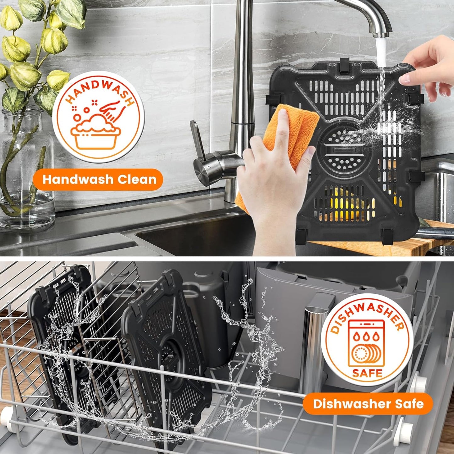 Air Fryer Replacement Tray for Ninja SL201 SL401 SL451 DoubleStack XL 2-Basket, 2 Packs Air Fryer Grill Plate Tray Accessories, Dishwasher Safe