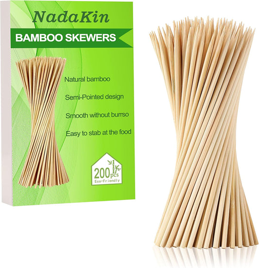 1000 PCS Bamboo Skewers, 10 Inch Wooden Skewer for Appetizers, Fruit, Kebabs, Grilling Barbecue, Mini Burger, Sausage, Cocktail Picks for Drinks, Long Toothpicks, Food Sticks Natural, Kitchen Gadget