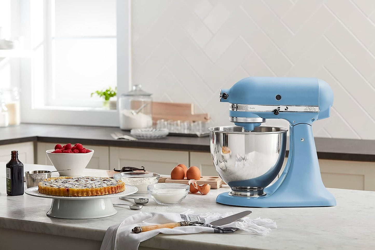 KitchenAid Artisan Series 5 Quart Tilt Head Stand Mixer with Pouring Shield KSM150PS, Blue Velvet