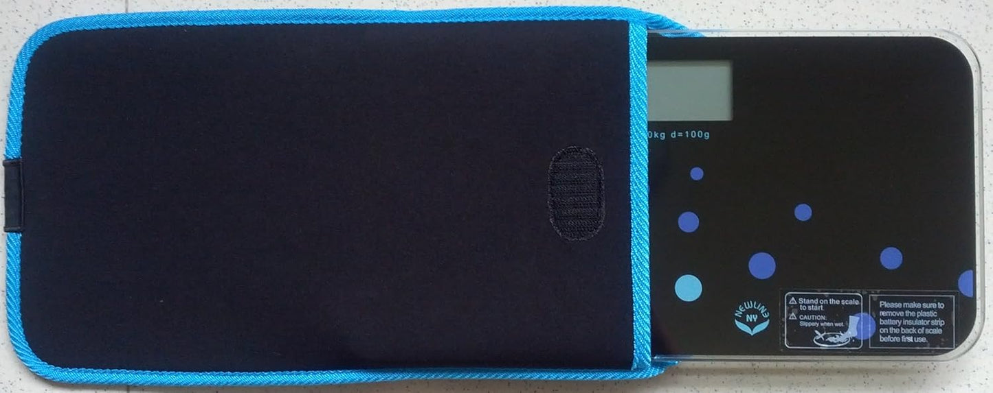 NewlineNY Trendy Wave Mini Bathroom Scale + Travel Slip Case, SBB0721M-NYTW + NY-MSS101-BBL
