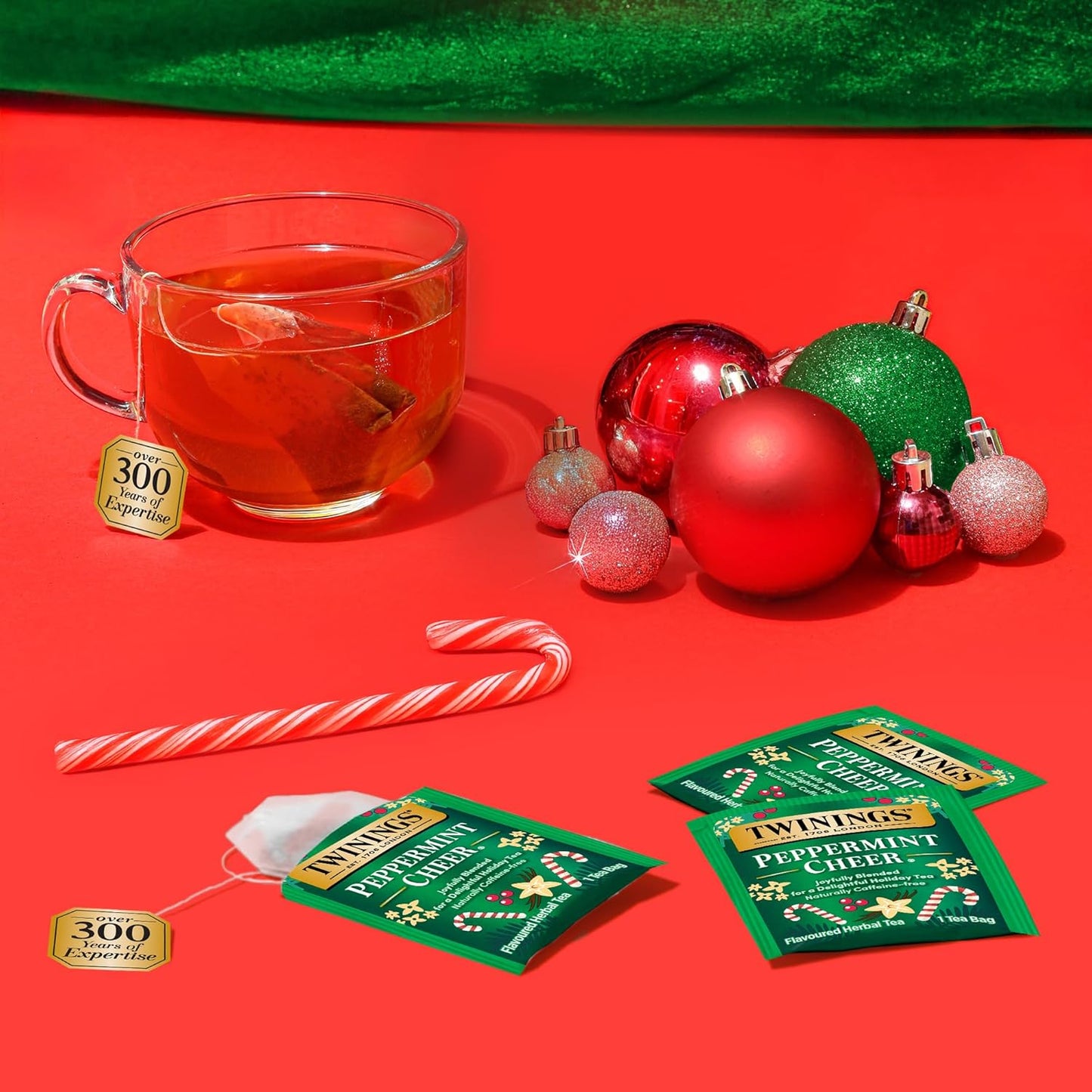 Twinings Peppermint Cheer Herbal Tea Individually Wrapped Bags, 20 Count (Pack of 6), Peppermint & Creamy Vanilla, Naturally Caffeine-Free, Enjoy Hot or Iced, 120 Teabags