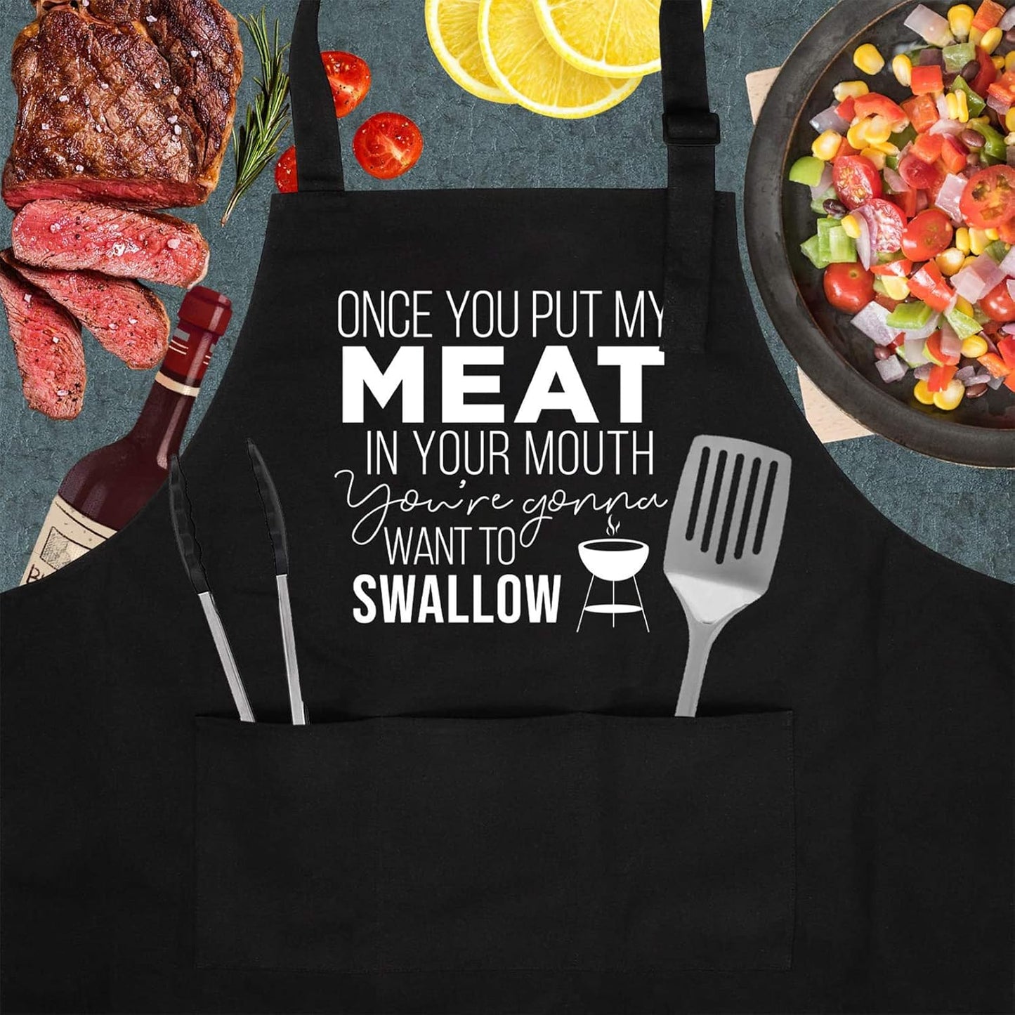 Miracu Funny Cooking Aprons for Men Husband - Christmas, Birthday Funny Male Gifts for Mens Best Friend, Gifts for Male Friends Guy Boyfriend Chef Him - Grilling Grill BBQ Apron for Men w/Pockets