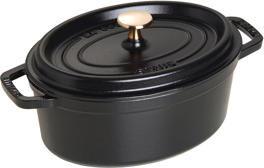 Staub La Cocotte Oval 40500-231 Staub Pico Cocotte Oval Black 9.1 inches (23 cm) Both Handed Casting, Enameled Pot, Induction Compatible