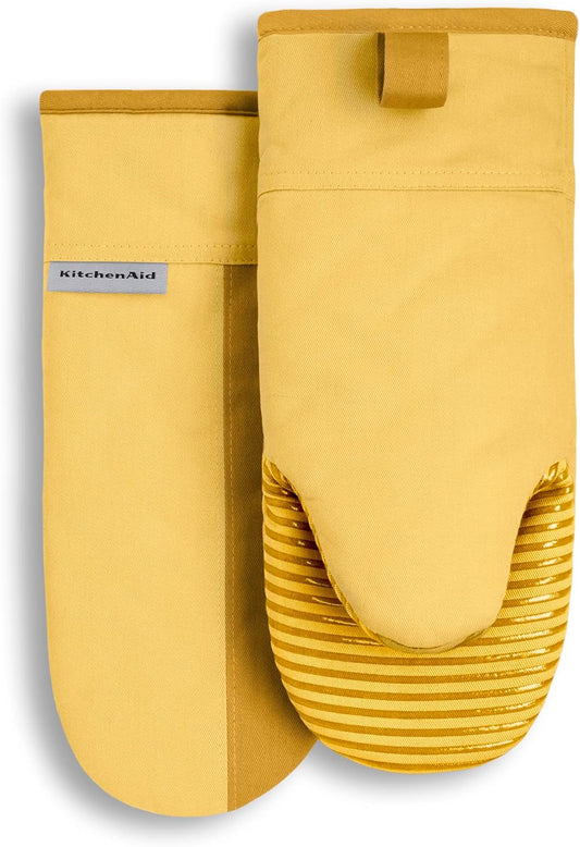 KitchenAid Beacon Two-Tone Non-Slip Oven Mitt Set, Majestic Yellow, 5.75"x13", 2 Piece