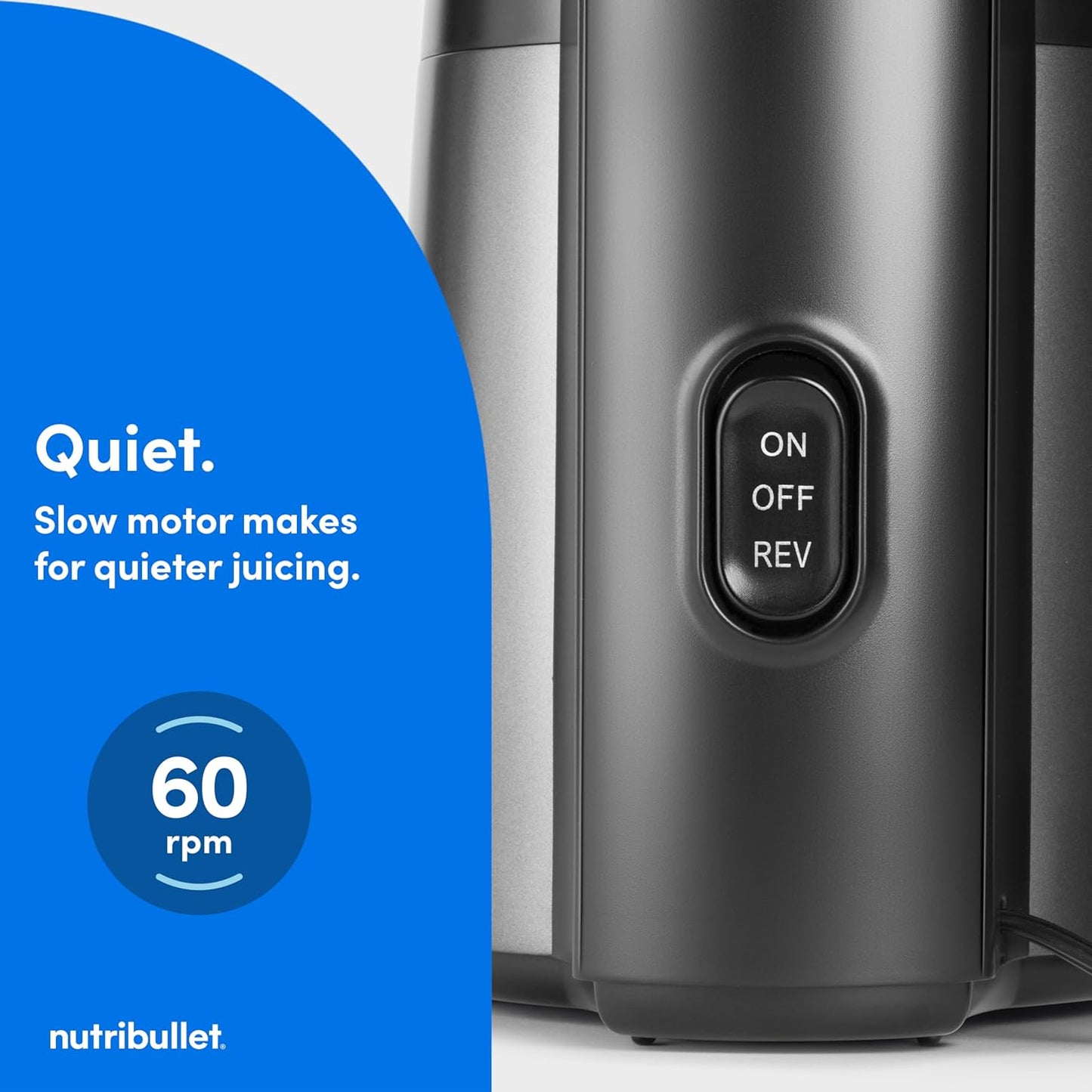 nutribullet Slow Juicer, Slow Masticating Juicer Machine, Easy to Clean, Quiet Motor & Reverse Function, BPA-Free, Cold Press Juicer with Brush, 150 Watts, Charcoal Black, NBJ50300, 24-oz