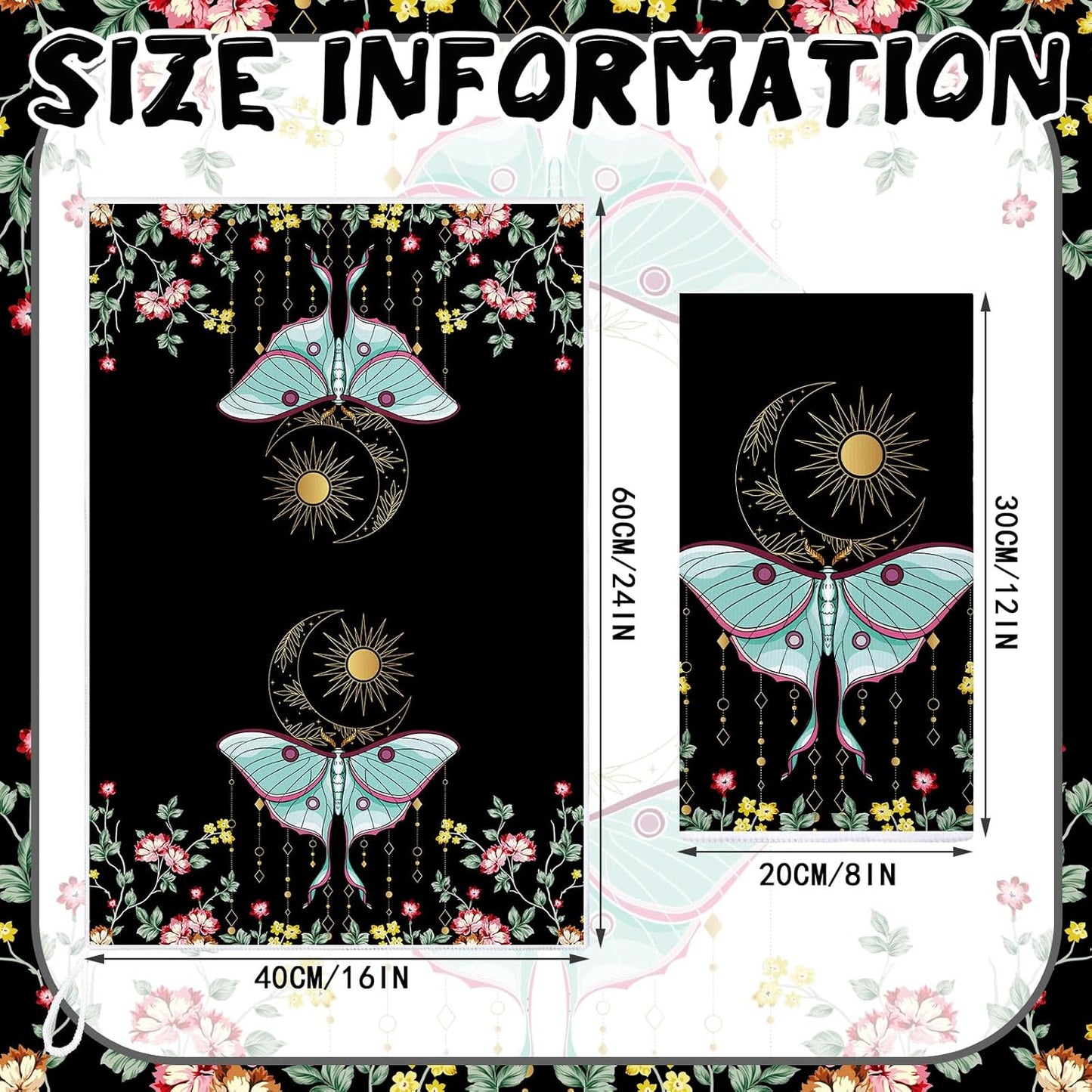 Boyiee Set of 6 Witchy Kitchen Towels Boho Tea Towels Absorbent Mushroom Floral Dish Towels 24 x 16'' Gothic Dish Towels Sun Moon Star Butterfly Hand Towels Gifts for Farmhouse Kitchen Bathroom