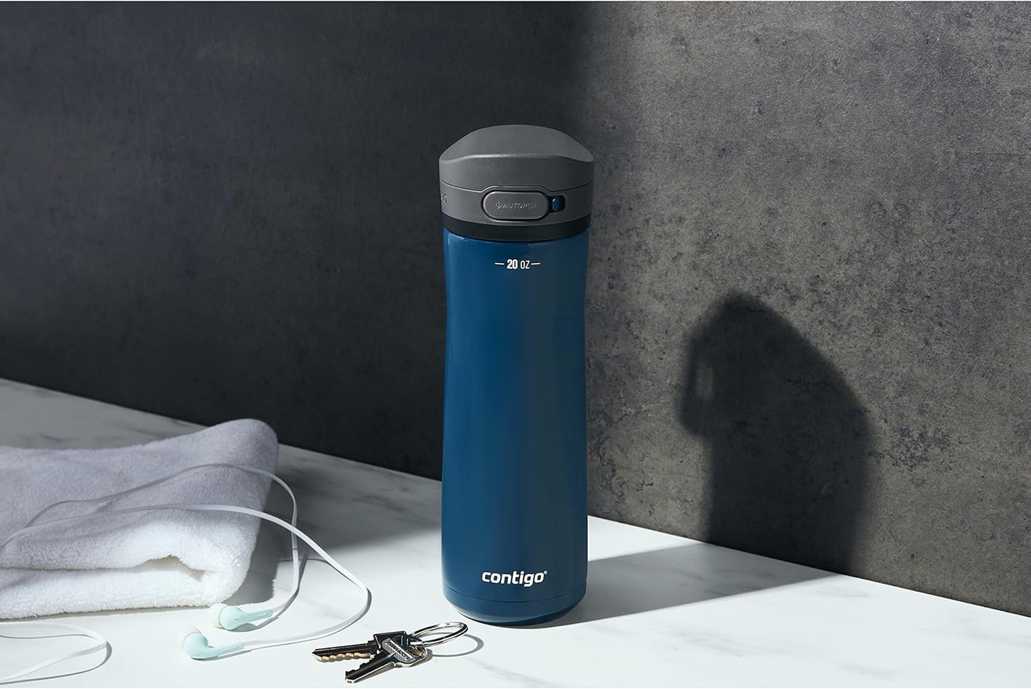 Contigo Jackson Chill 2.0, Vacuum-Insulated Stainless Steel Water Bottle with Secure Lid, Leak-Proof Travel Friendly, 20oz Capacity, Blueberry Color, Keeps Drinks Cold for 12 Hours