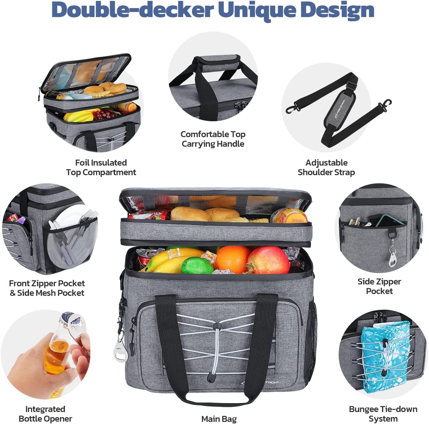 Maelstrom Collapsible Soft Cooler Bag, 24/30/60/75 Cans Beach Cooler, Ice Chest, Leakproof & Portable for Beach, Camping, Road Trips & Grocery Shopping