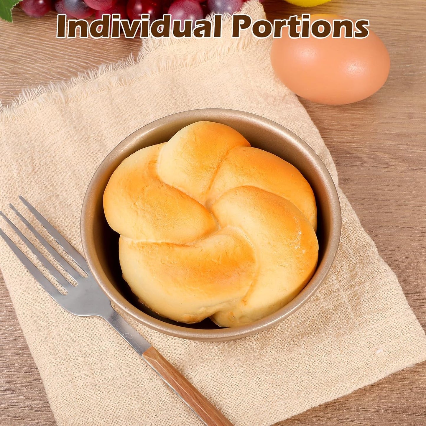 6PCS Air Fryer Jumbo Muffin Cupcake Pans, Mini Pie Pan, 4 Inch Hamburger Bun Mold, Non-Stick Air Fryer Egg Baking Pan Individual Mini Cake Pans for Baking