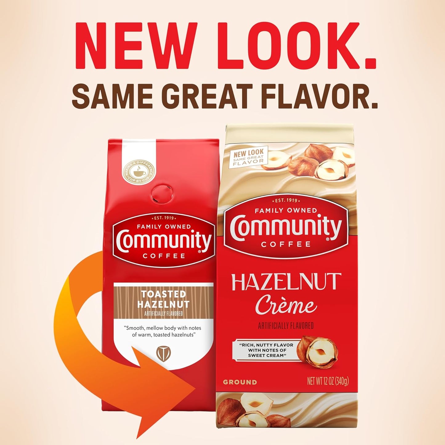 Community Coffee Hazelnut Creme Flavored 72 Ounces, Medium Roast Ground Coffee, 12 Ounce Bag (Pack of 6)