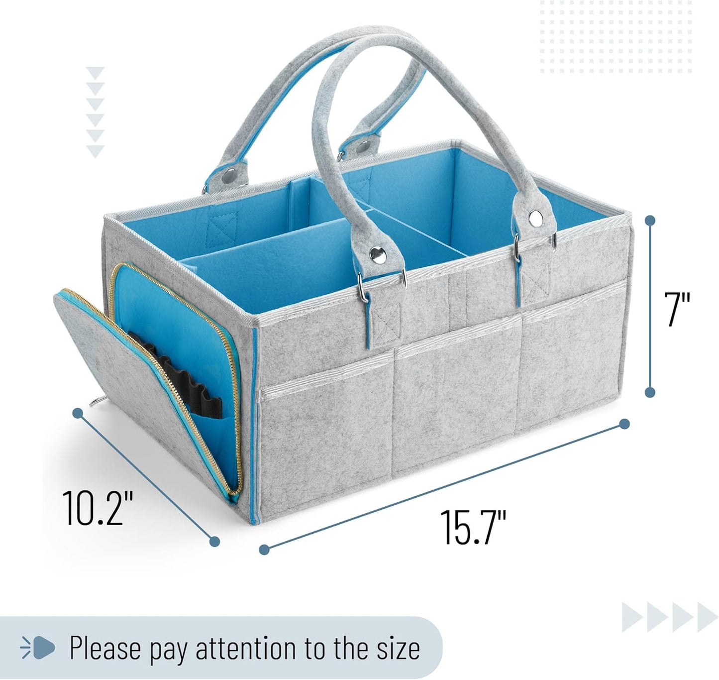 Mr. Pen- Baby Diaper Caddy Organizer, Blue Inside, Diaper Organizer, Car Diaper Caddy
