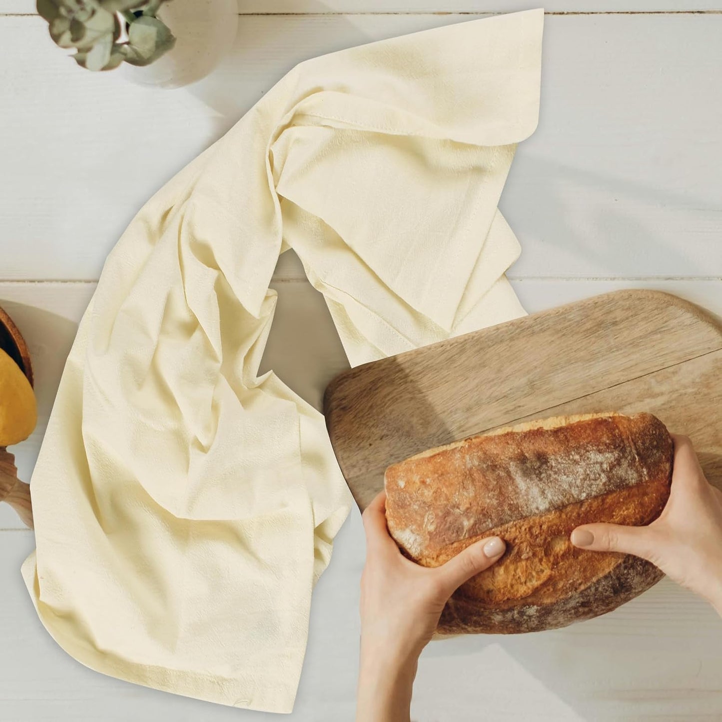 Urban Villa Flour Sack Ivory Kitchen Towels 100% Cotton Highly Absorbent Dish Towels for Bread Proofing Baking Drying Dinnerware Glass Embroidery DIY Projects Zero Lint 27x27 Inches (4 Pack)