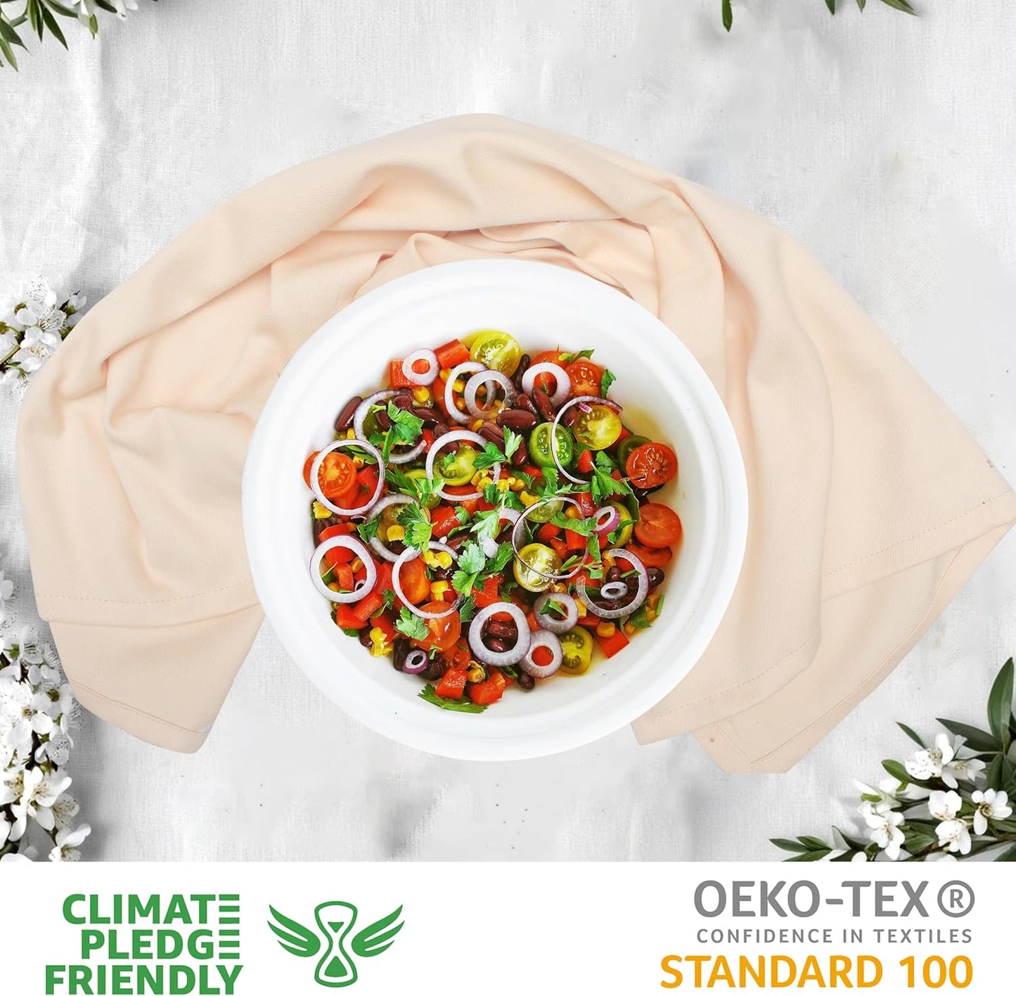 Urban Villa Kitchen Towels Solid Beige Towels Set of 6 20" X30” 100% Cotton Highly Absorbent Quick Drying Dish Cloths & Dish Towels Thanksgiving Fall Tea Towels with Hanging Loop Towels