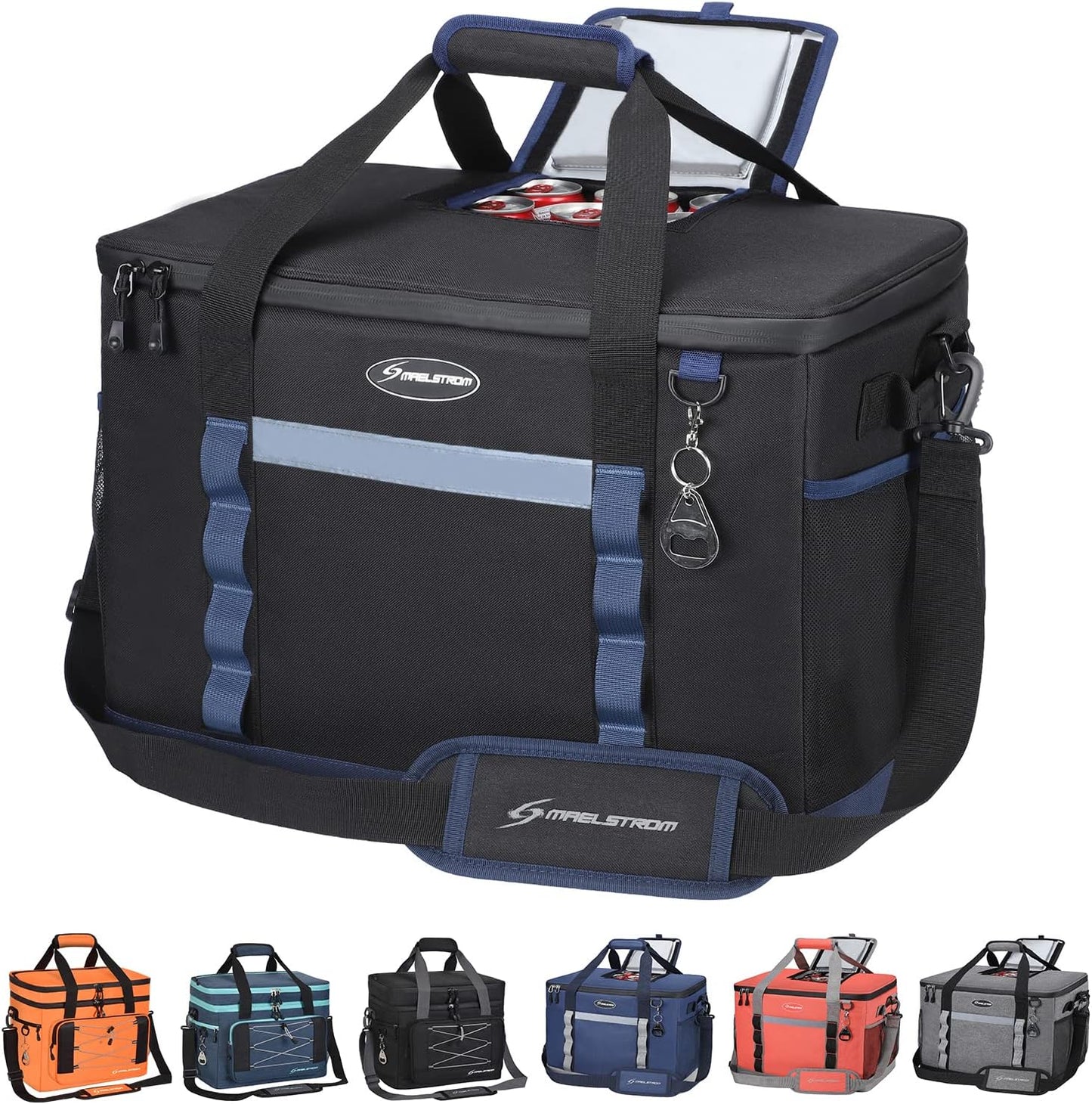 Maelstrom Collapsible Soft Cooler Bag, 24/30/60/75 Cans Beach Cooler, Ice Chest, Leakproof & Portable for Beach, Camping, Road Trips & Grocery Shopping