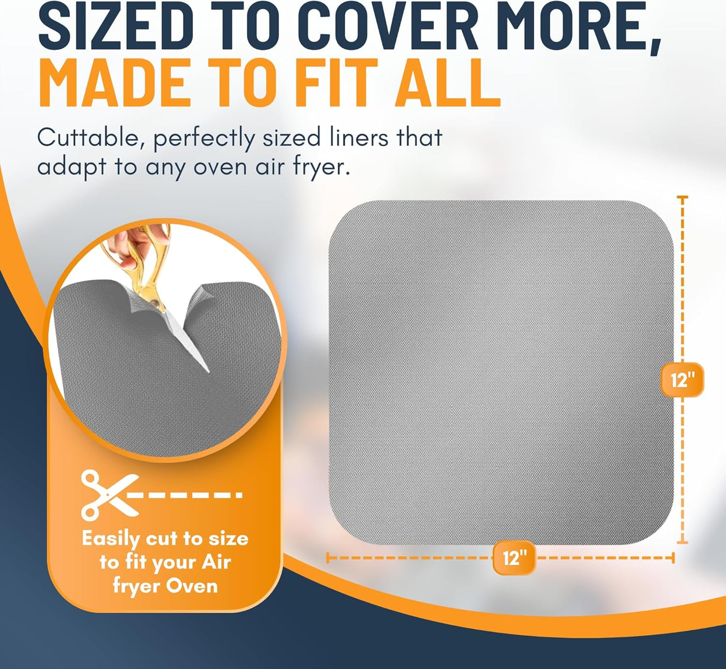 Toaster Oven Liners for Bottom of Oven (4 Pack) Reusable Non-Stick Heat Resistant Toaster Liners, Compatible with Ninja, Cuisinart, Emeril Lagasse & More, Toaster Mat, 12"x12" (Silver)