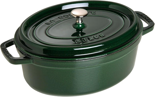 staub La Cocotte Oval 40509-363 Pico Cocotte Oval Basil Green, 11.4 inches (29 cm), Large, Both Handed Castings, Enameled Pot, Induction Compatible, Japanese Authentic Product
