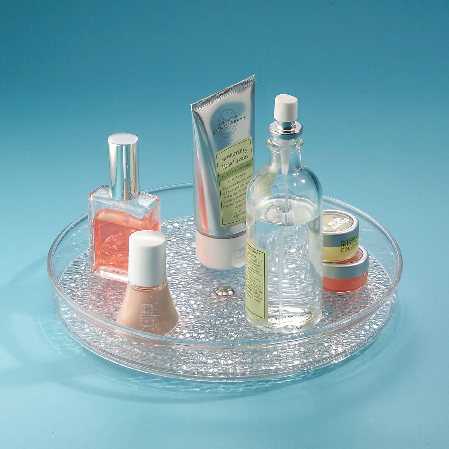 iDesign The Rain Collection Lazy Susan Turntable Organizer, 9" x 9" x 1.5", Clear