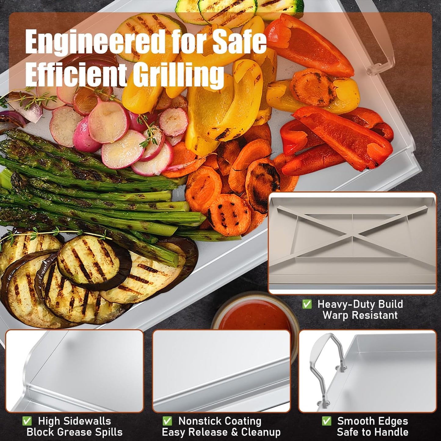 Nonstick Stainless Steel Griddle for Gas Grill Nanoceramic Universal Griddle for Gas Stove Top 25" x 16" Flat Top Plate Cooking Skillet Pan Teppanyaki Camping Outdoor Tailgating Plancha Para Cocinar