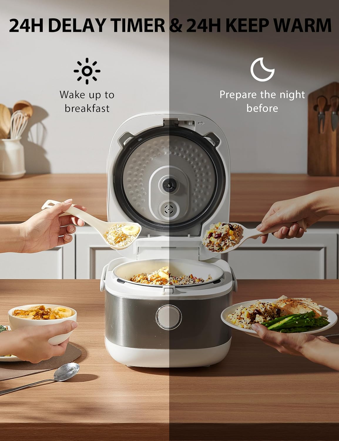 TOSHIBA Induction Heating Rice Cooker - Low Carb, Low Sugar, Digital Steamer, 5.5 Cups (Uncooked), 8 Cooking Functions, 24H Timer & Auto Keep Warm, Silvery white