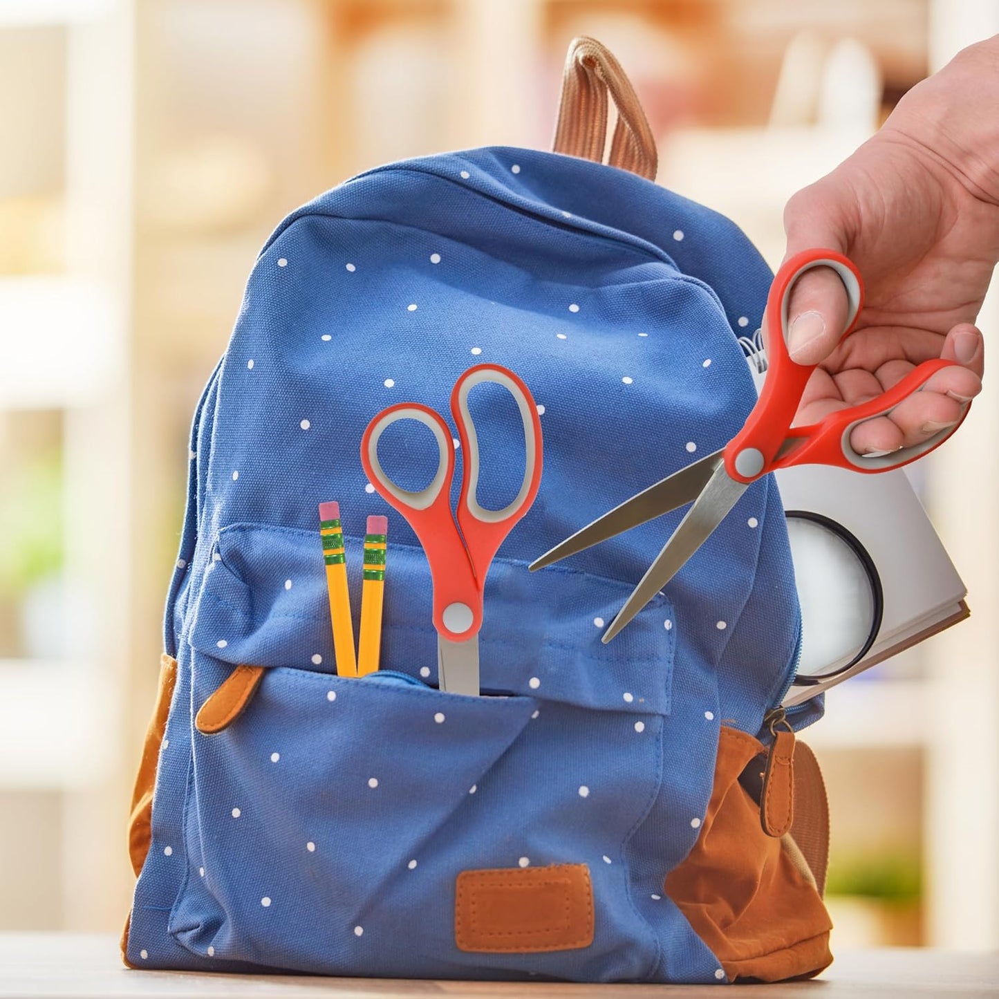 Westcott School Scissors, All-Purpose Student Scissors for Ages 12+, Ideal for Crafting and School Projects, Back-to-School, School Supplies, Classroom Supplies, 7-Inch, 2-Pack, Red/Gray