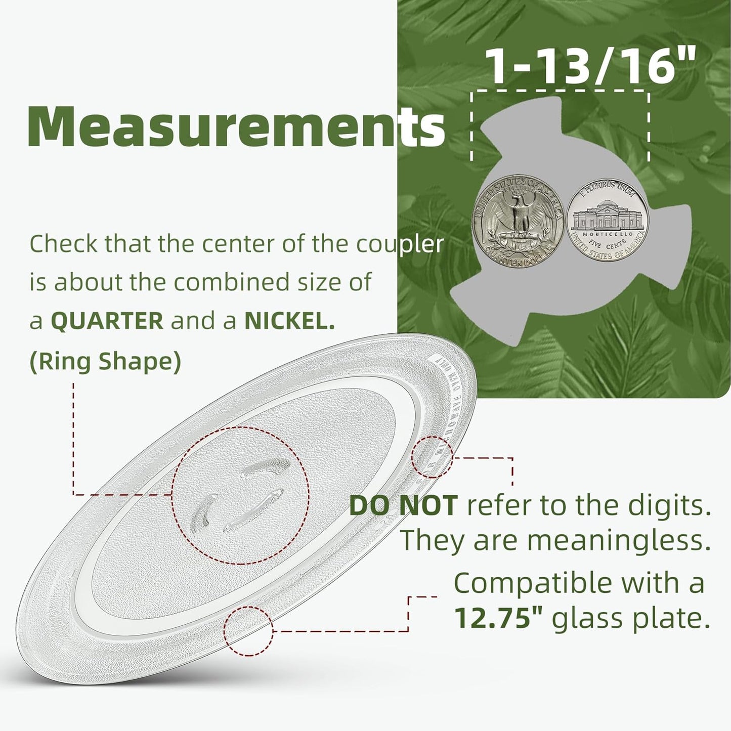 12.75" Microwave Plate Replacement for 481941879728 Whirlpool Microwave Glass Plate Compatible With 12 3/4 inch Whirlpool Microwave Plate