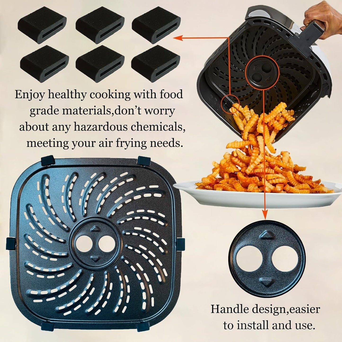 Air Fryer Grill Plate for 8QT PowerXL Vortex Pro Air Fryer Plus, Upgraded Air Fryer Grill Pan Crisper Plate Tray Insert Grate Rack Shelf for PowerXL 8QT Air Fryer, Dishwasher Safe, Nonstick