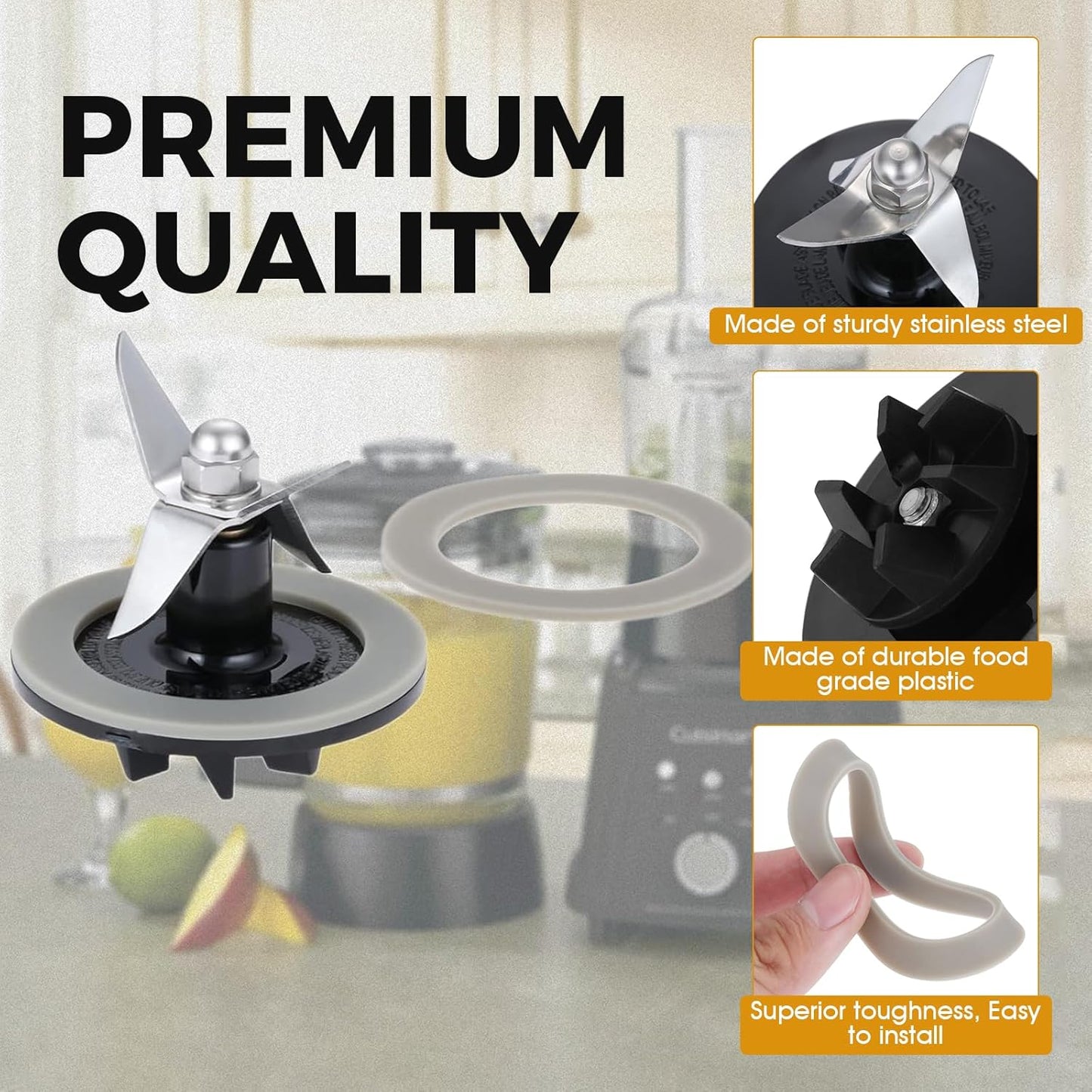 SPB-456-2 Blender Blade Assembly with 2 Pcs Blender Gaskets Ring, Replacement for Cuisinart CBT-500, SB5600, CB600, BFP703, BFP-703, BFP703B, BFP-703CH, SPB7, SPB-7BK, CB8, CB9, BFP-703