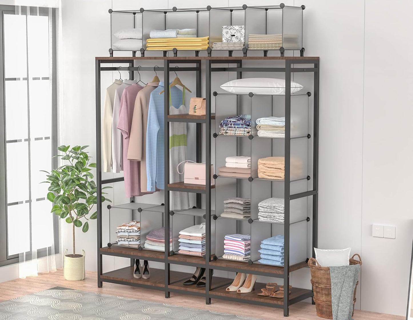 HOMIDEC Closet Organizer, 12-Cube Closet Organizers and Storage, Portable Closet Shelves, Clothing Storage (Grey)