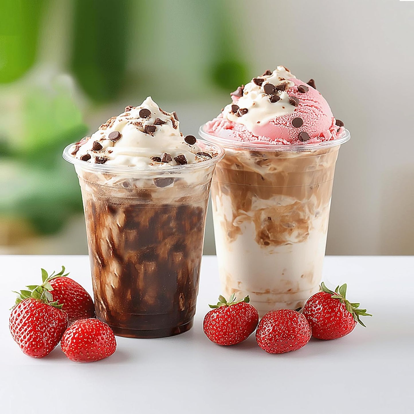 TashiBox 100 Count - 16 Ounce Plastic Cups, Ice Coffee Cups To Go - Crystal Clear PET Party Cups