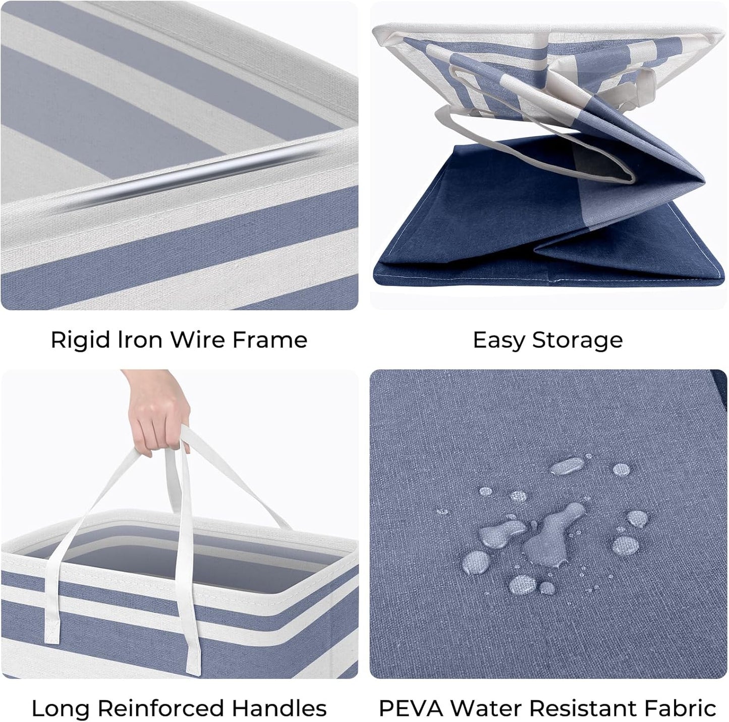 HomeHacks 2 Pack Large Laundry Baskets, Waterproof, Freestanding Laundry Hampers, Collapsible Clothes Hamper with Reinforced Handles in Laundry, College Dorm, Bathroom, Bedroom (Blue+Pink, 75Lx2)