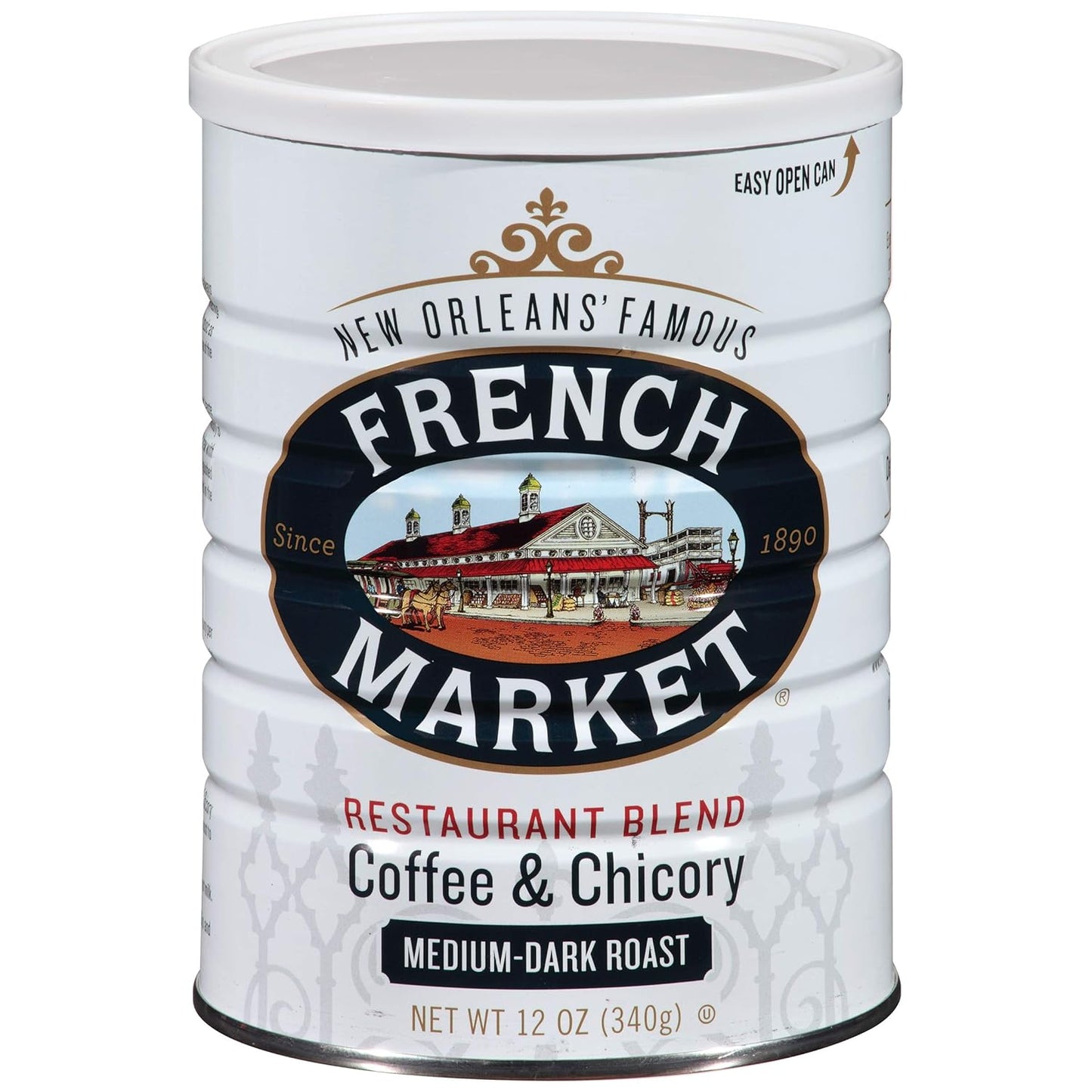 French Market Coffee & Chicory Restaurant Blend Medium-Dark Roast Ground Coffee, 12oz Can (Pack of 3)