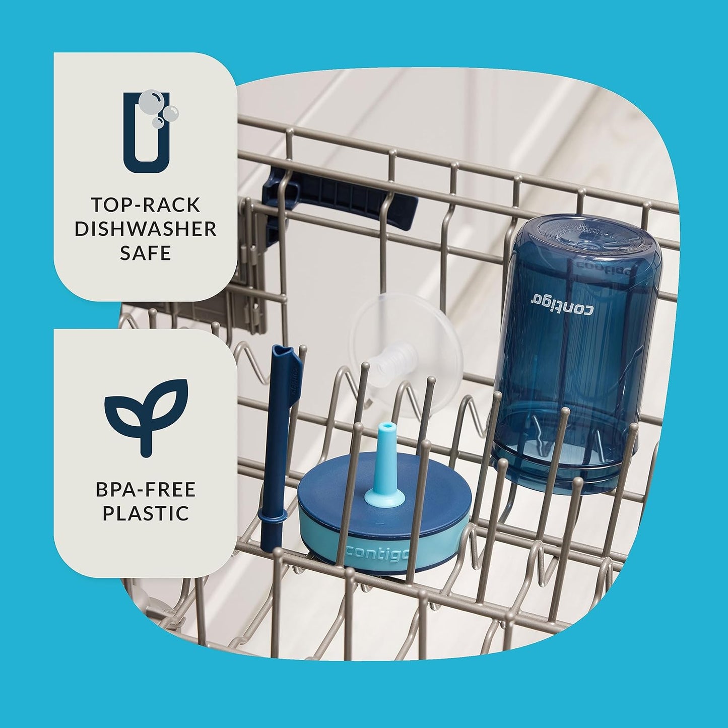 Contigo Kids’ Leighton Straw Tumbler with Spill-Proof Leak-Proof Lid 14oz Blueberry/Blue Raspberry (Pack of 4)