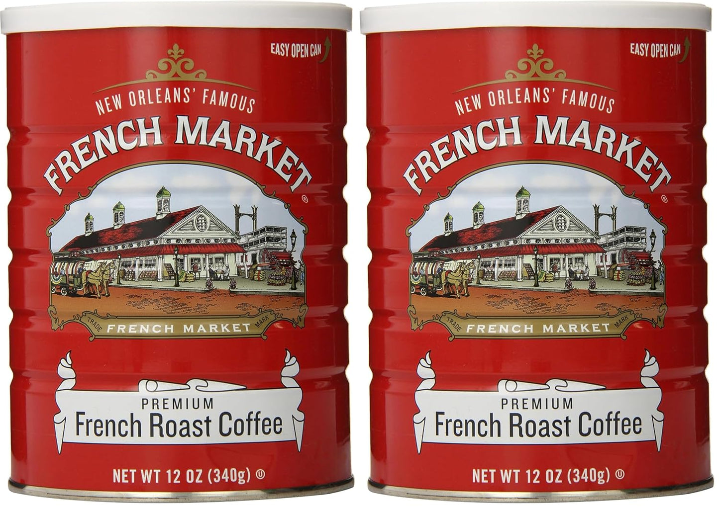 French Market French Roast Medium-Dark Roast Ground Coffee, 12oz Can (Pack of 2)