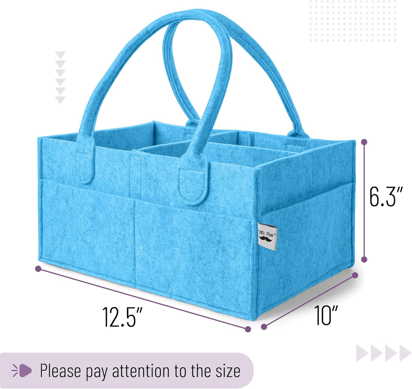 Mr. Pen- Baby Diaper Caddy Organizer, 1 Pack, Blue, Baby Caddy Organizer with Handle, Compact Size, Collapsible & Portable