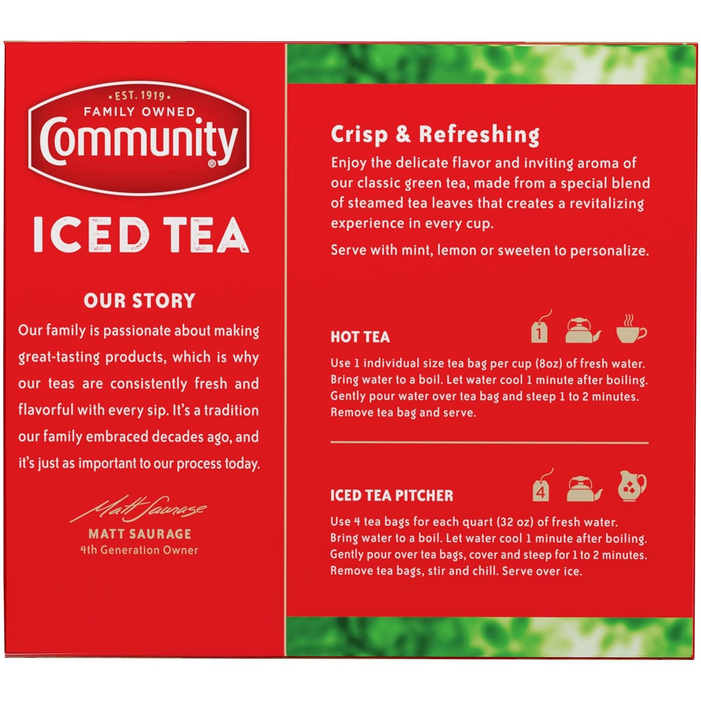 Community Coffee Green Tea, 576 Individual Size Tea Bags, 48 Count (Pack of 12)