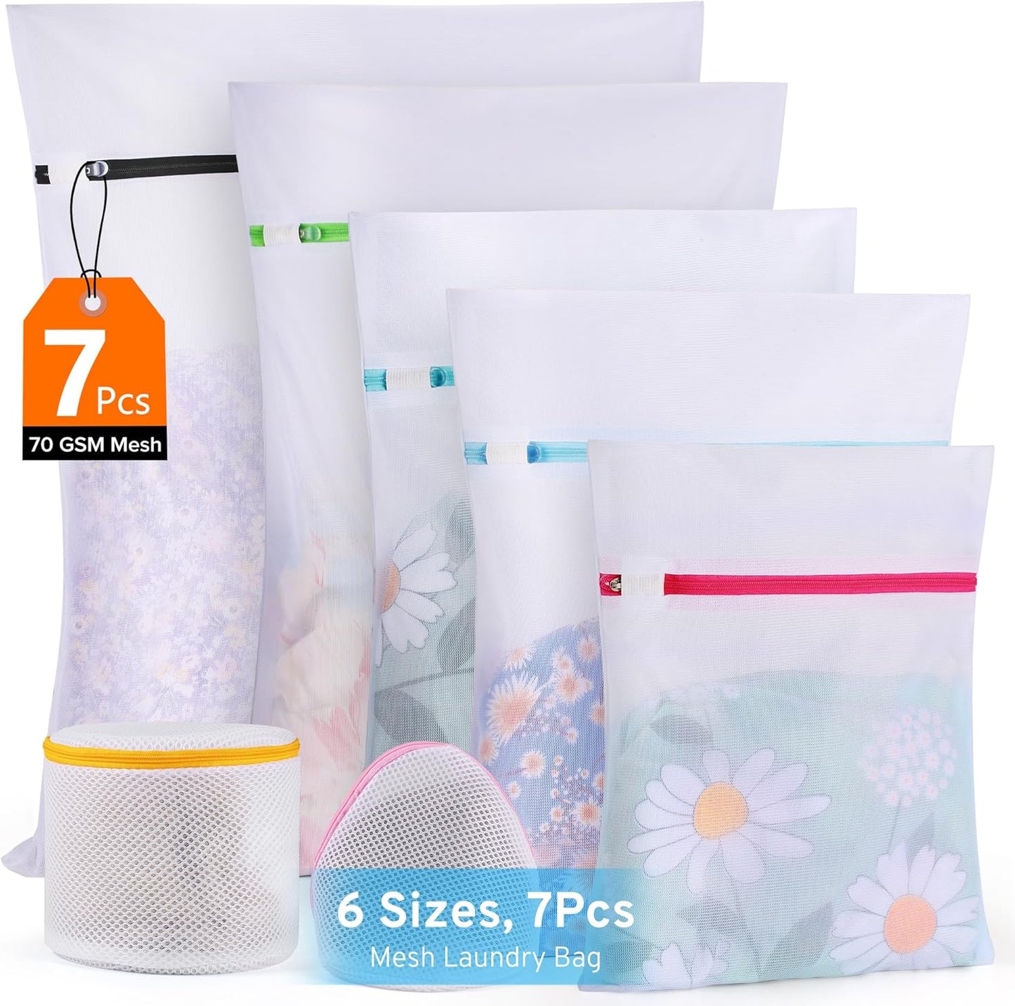 Ultimate 7 Pack 6 Size Mesh Laundry Bags Set for Delicates with AUTO-Lock Zipper, Lingerie Bags for Washing Delicates, Laundry Bags Mesh Wash Bags, Delicates Laundry Bag for Jeans,Blouse,Stocking,Bra