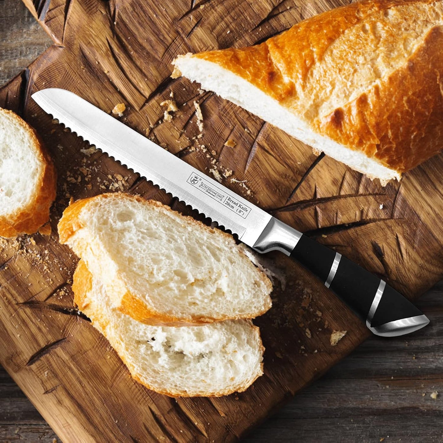 Kitchen Knife Set, Retrosohoo 9-Pieces Black Sharp Non-Stick Coated Chef Knives Block Set,Stainless Steel Knife Set for Kitchen with Sharpener for Cutting Slicing Dicing Chopping (Black)