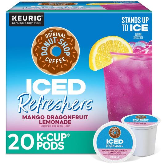 The Original Donut Shop Iced Refreshers, Mango Dragonfruit Lemonade Flavor, Keurig Single Serve K-Cup Pods, 20 Count