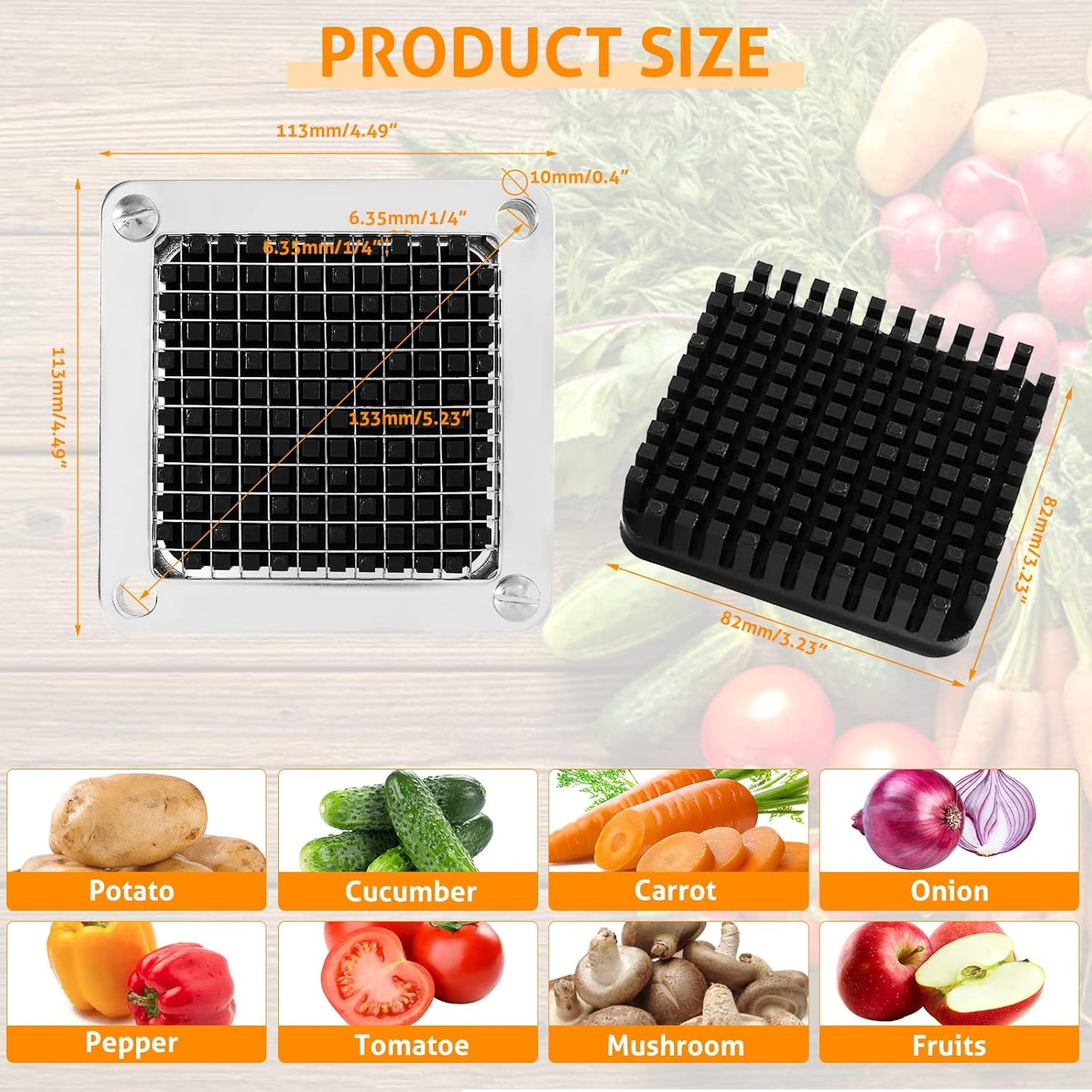 WICHEMI Replacement 1/4" Stainless Steel Chopper Blade for Commercial Vegetable Chopper